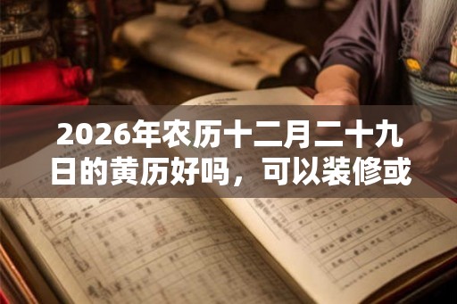 2026年农历十二月二十九日的黄历好吗，可以装修或动土吗？