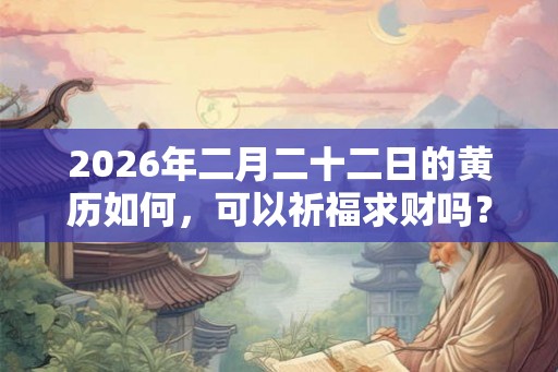 2026年二月二十二日的黄历如何,可以祈福求财吗? 2026年二月二十二日的黄历如何,可以祈福求财吗?