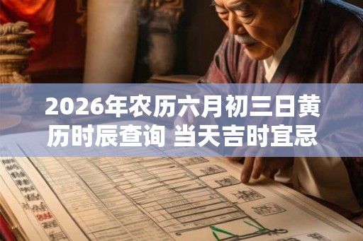 2026年农历六月初三日黄历时辰查询 当天吉时宜忌查询