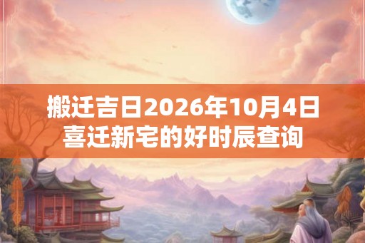 搬迁吉日2026年10月4日喜迁新宅的好时辰查询