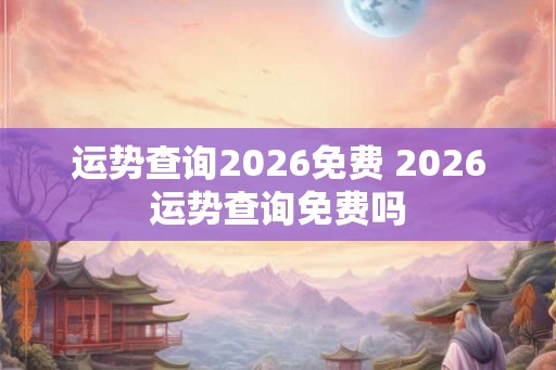 运势查询2026免费 2026运势查询免费吗