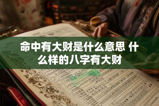 命中有大财是什么意思 什么样的八字有大财