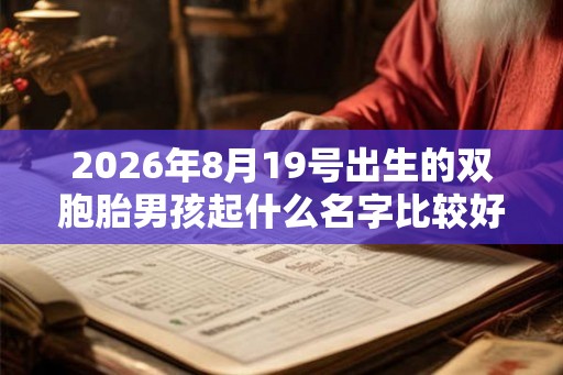 2026年8月19号出生的双胞胎男孩起什么名字比较好，五行属什么