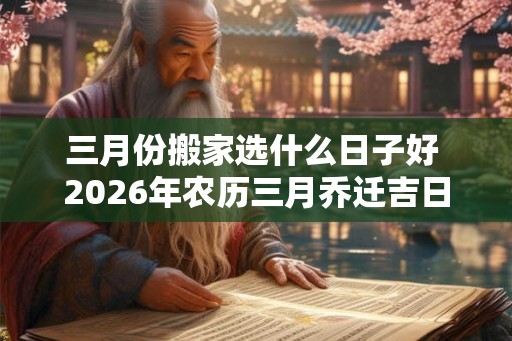 三月份搬家选什么日子好 2026年农历三月乔迁吉日 三月份搬家选什么日子好 2026年农历三月乔迁吉日