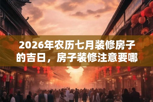 2026年农历七月装修房子的吉日，房子装修注意要哪些风水？