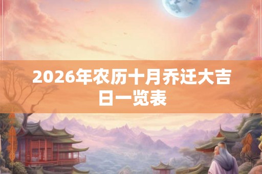 2026年农历十月乔迁大吉日一览表 2026年农历十月乔迁大吉日一览表