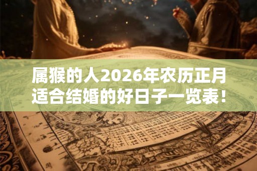 属猴的人2026年农历正月适合结婚的好日子一览表！