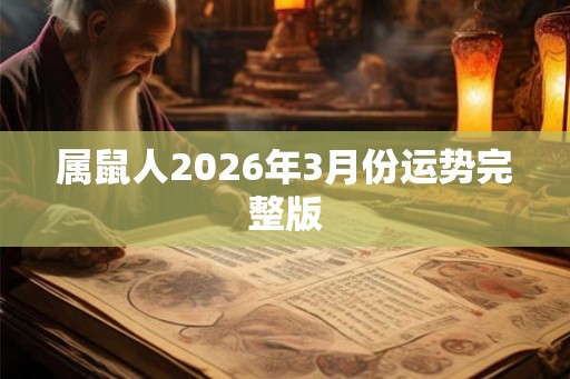 属鼠人2026年3月份运势完整版
