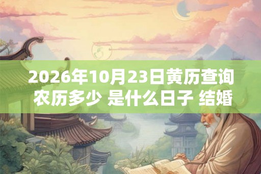 2026年10月23日黄历查询 农历多少 是什么日子 结婚吉时