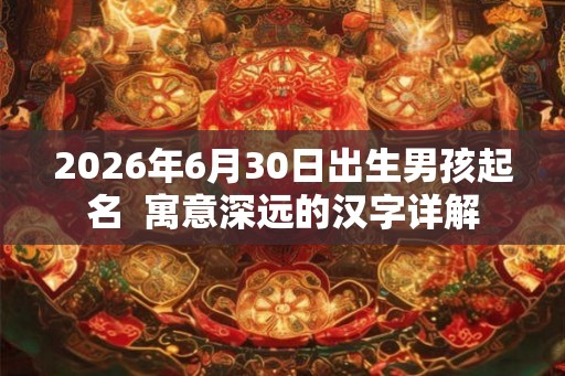 2026年6月30日出生男孩起名  寓意深远的汉字详解