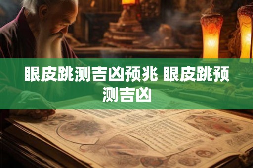 眼皮跳测吉凶预兆 眼皮跳预测吉凶