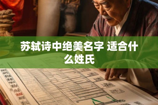 苏轼诗中绝美名字 适合什么姓氏