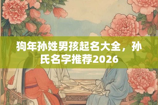 狗年孙姓男孩起名大全，孙氏名字推荐2026