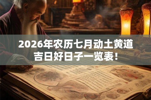 2026年农历七月动土黄道吉日好日子一览表！