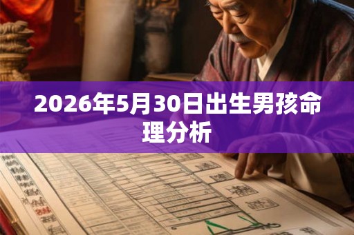2026年5月30日出生男孩命理分析