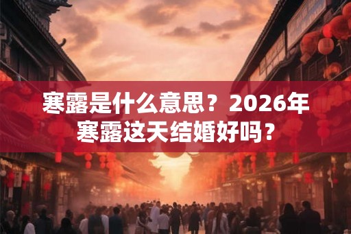 寒露是什么意思？2026年寒露这天结婚好吗？