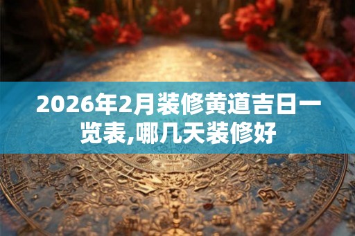 2026年2月装修黄道吉日一览表,哪几天装修好