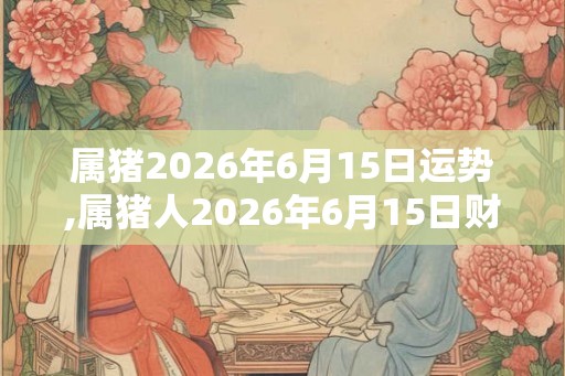 属猪2026年6月15日运势,属猪人2026年6月15日财运,生肖猪2026年6月15日运势