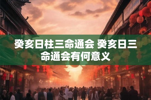 癸亥日柱三命通会 癸亥日三命通会有何意义