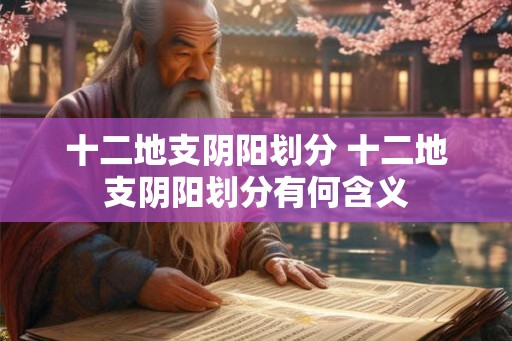 十二地支阴阳划分 十二地支阴阳划分有何含义