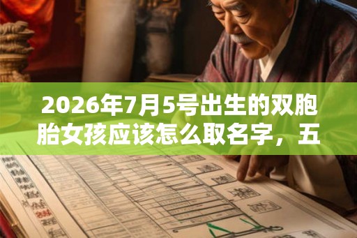 2026年7月5号出生的双胞胎女孩应该怎么取名字，五行属什么？