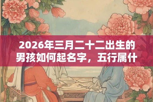 2026年三月二十二出生的男孩如何起名字，五行属什么