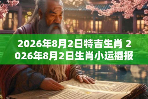 2026年8月2日特吉生肖 2026年8月2日生肖小运播报
