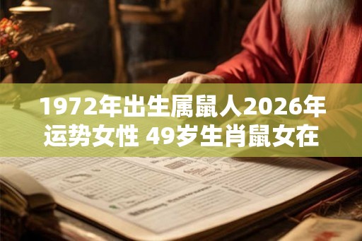 1972年出生属鼠人2026年运势女性 49岁生肖鼠女在2026年运气如何