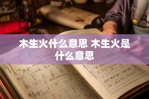 木生火什么意思 木生火是什么意思