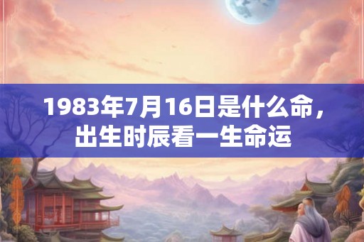1983年7月16日是什么命，出生时辰看一生命运