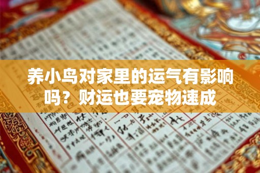 养小鸟对家里的运气有影响吗？财运也要宠物速成