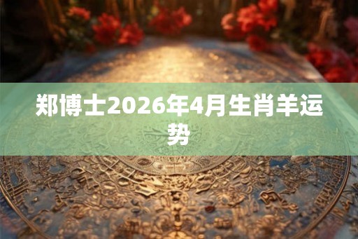 郑博士2026年4月生肖羊运势
