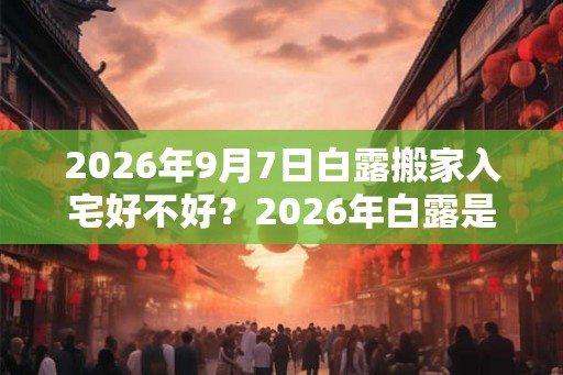 2026年9月7日白露搬家入宅好不好？2026年白露是搬家吉日吗？