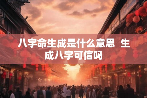 八字命生成是什么意思  生成八字可信吗
