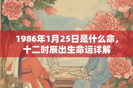 1986年1月25日是什么命，十二时辰出生命运详解
