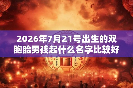 2026年7月21号出生的双胞胎男孩起什么名字比较好，五行属什么