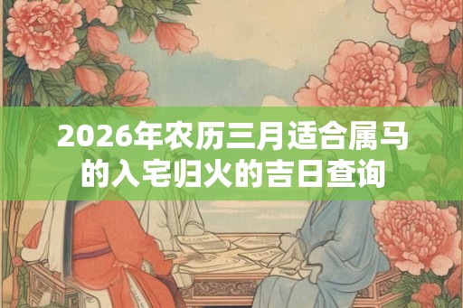 2026年农历三月适合属马的入宅归火的吉日查询