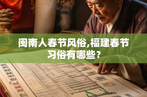闽南人春节风俗,福建春节习俗有哪些？