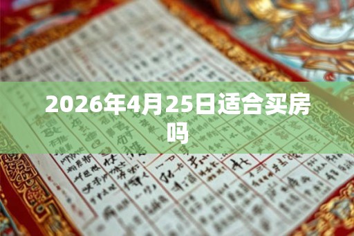 2026年4月25日适合买房吗
