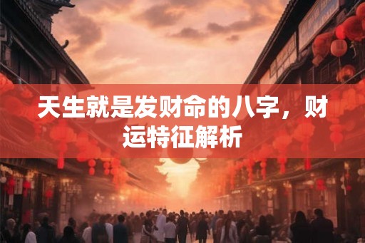 天生就是发财命的八字，财运特征解析