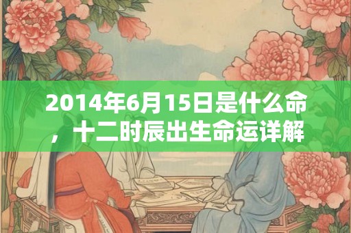 2014年6月15日是什么命，十二时辰出生命运详解