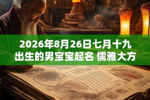 2026年8月26日七月十九出生的男宝宝起名 儒雅大方