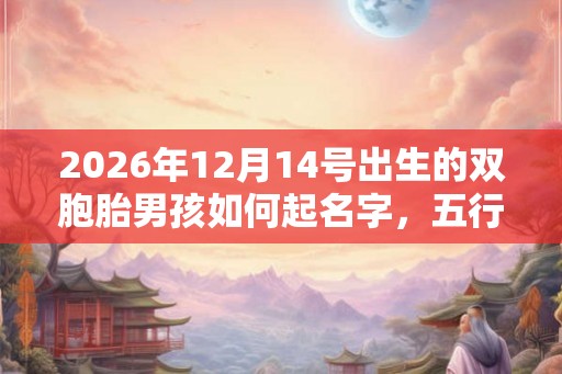 2026年12月14号出生的双胞胎男孩如何起名字，五行属什么