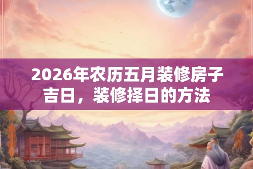 2026年农历五月装修房子吉日，装修择日的方法
