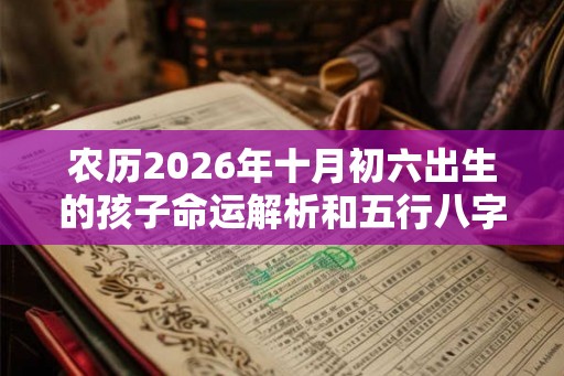 农历2026年十月初六出生的孩子命运解析和五行八字取名参考