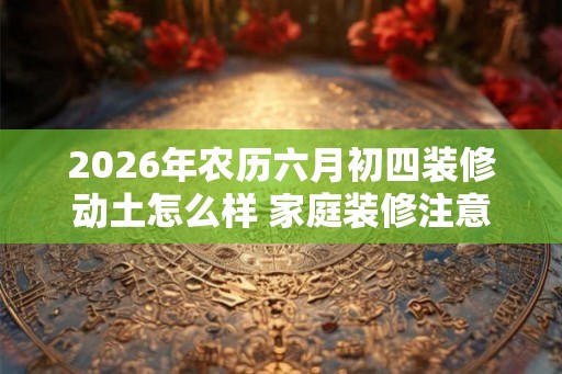 2026年农历六月初四装修动土怎么样 家庭装修注意什么