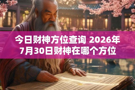今日财神方位查询 2026年7月30日财神在哪个方位