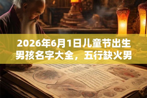 2026年6月1日儿童节出生男孩名字大全，五行缺火男孩取名