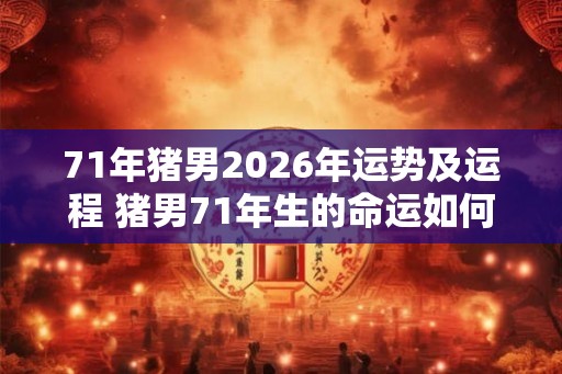 71年猪男2026年运势及运程 猪男71年生的命运如何