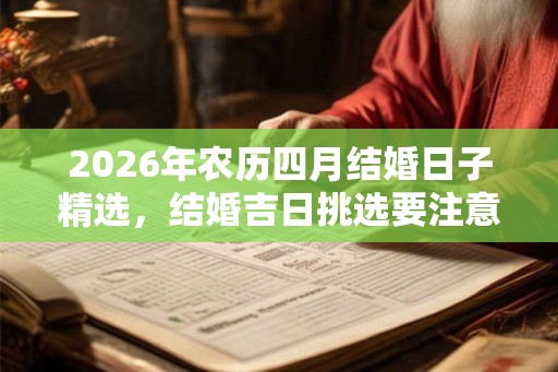 2026年农历四月结婚日子精选，结婚吉日挑选要注意什么？